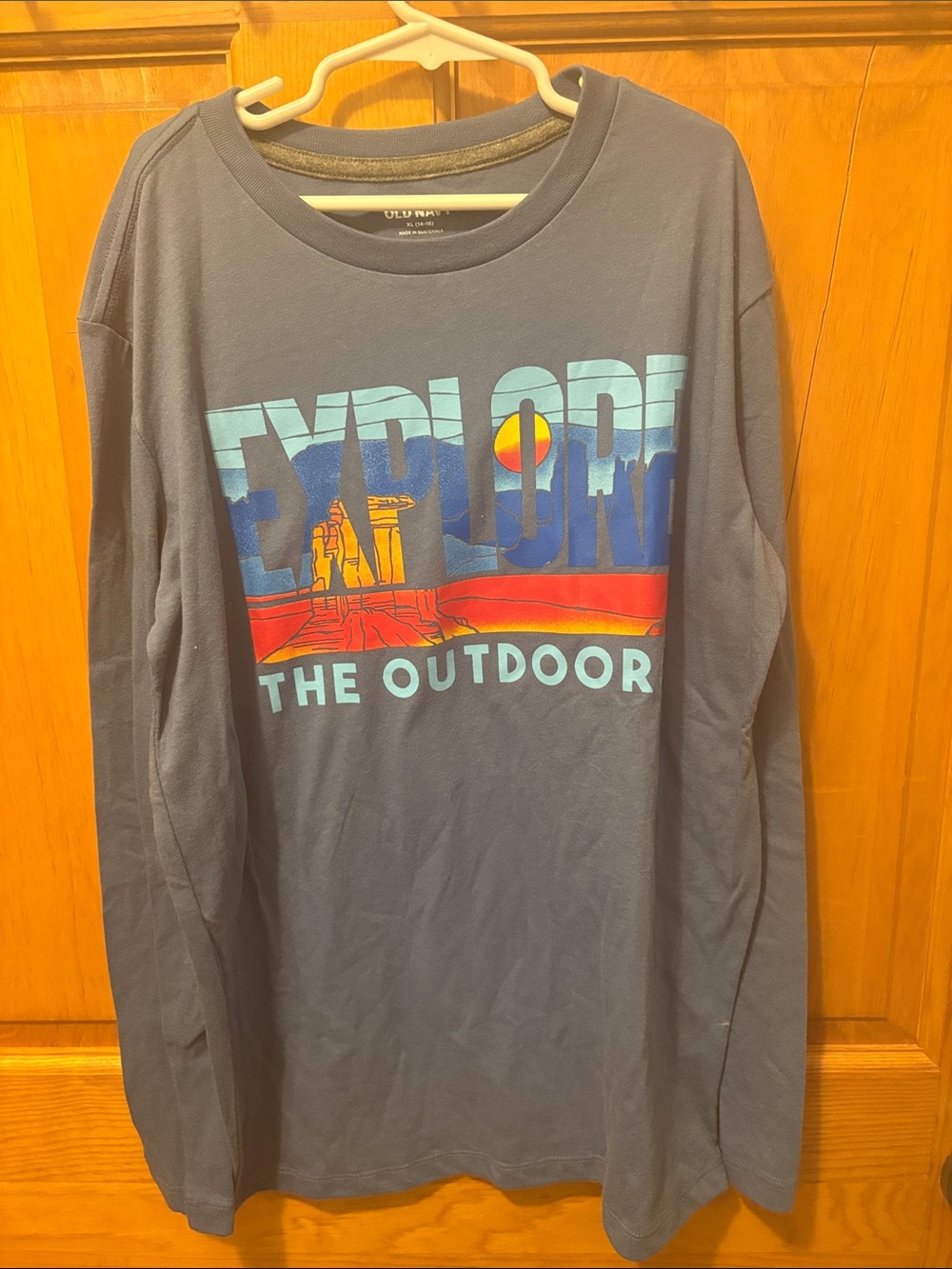 Old Navy boys Explore The Outdoor' Long Sleeve Graphic Tee - Blue